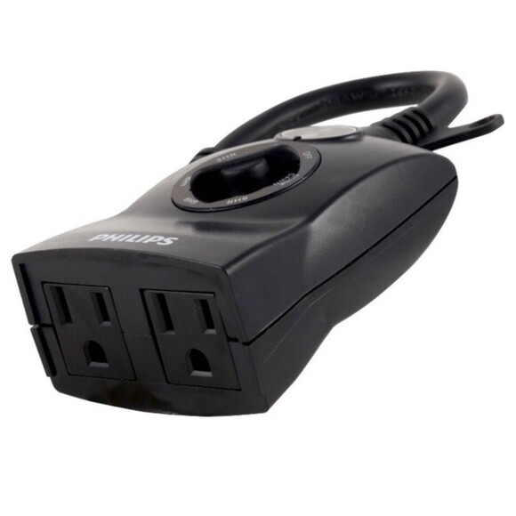 New Philips Dusk to Dawn Sensing 8/6/4/2hr Countdown Timer Outdoor 2 Outlet - Picture 3 of 11